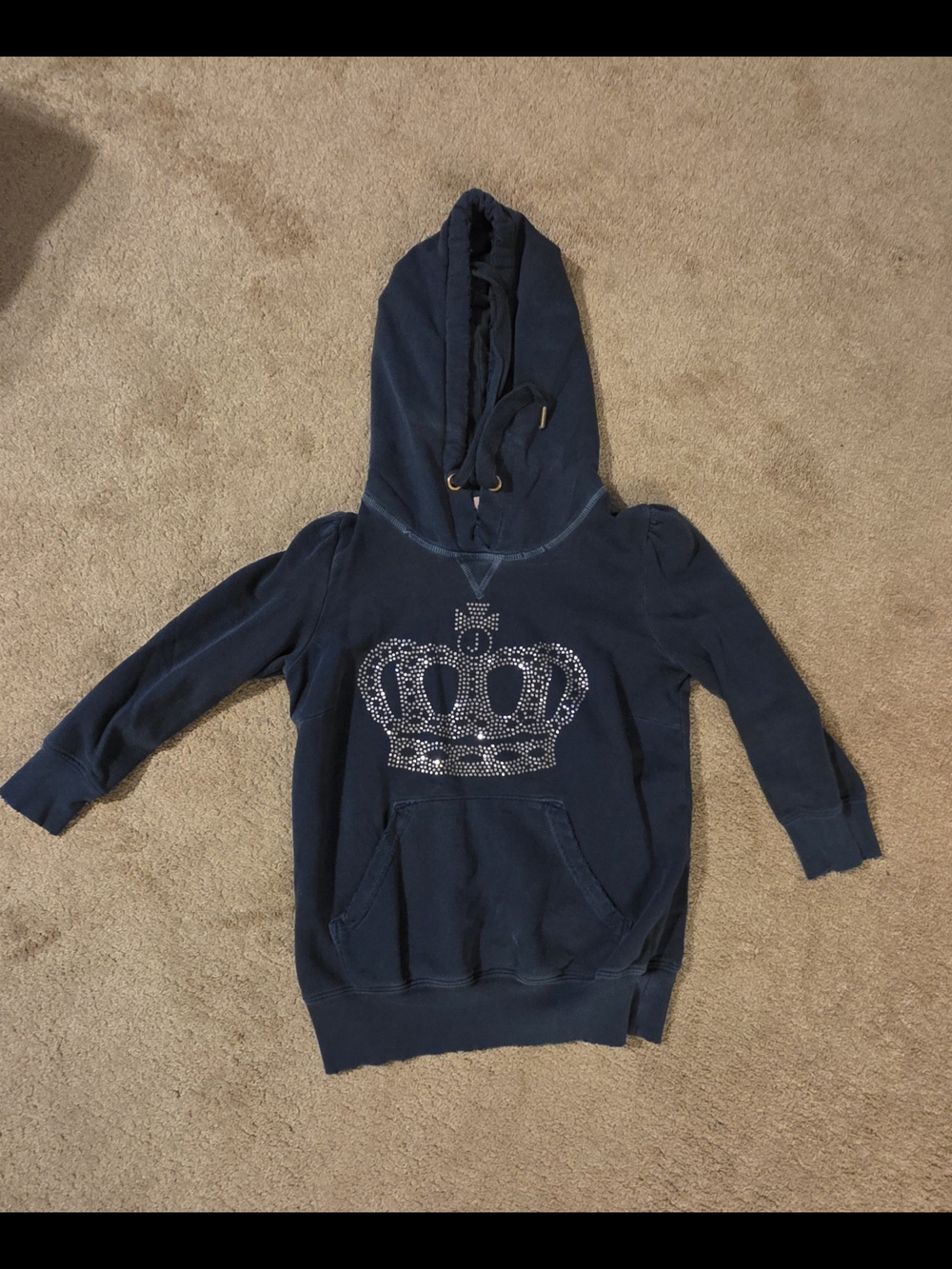 Juicy Couture Navy Blue Rhinestone Crown Hoodie